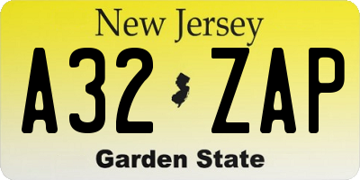 NJ license plate A32ZAP