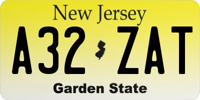 NJ license plate A32ZAT