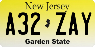 NJ license plate A32ZAY
