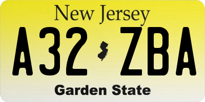 NJ license plate A32ZBA