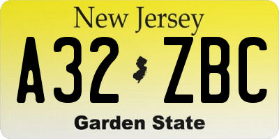 NJ license plate A32ZBC