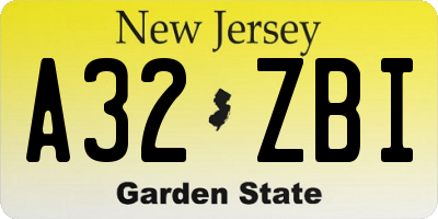 NJ license plate A32ZBI