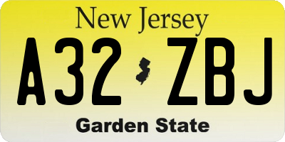 NJ license plate A32ZBJ
