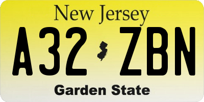 NJ license plate A32ZBN