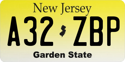 NJ license plate A32ZBP