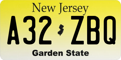 NJ license plate A32ZBQ