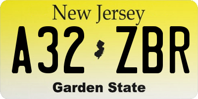 NJ license plate A32ZBR