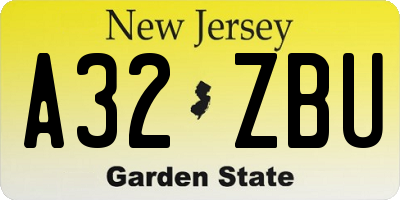 NJ license plate A32ZBU