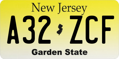 NJ license plate A32ZCF