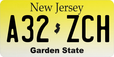 NJ license plate A32ZCH