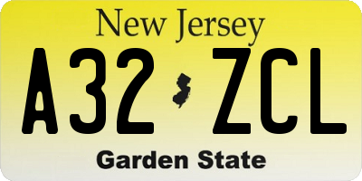 NJ license plate A32ZCL