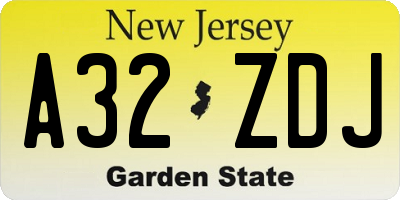 NJ license plate A32ZDJ