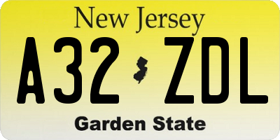 NJ license plate A32ZDL
