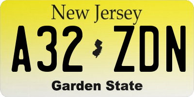 NJ license plate A32ZDN