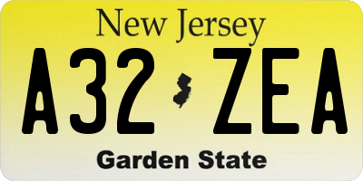 NJ license plate A32ZEA