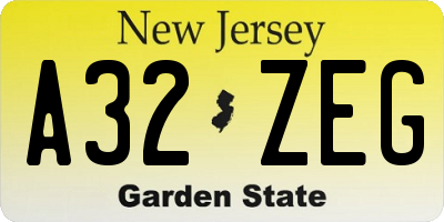 NJ license plate A32ZEG