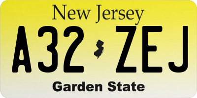 NJ license plate A32ZEJ