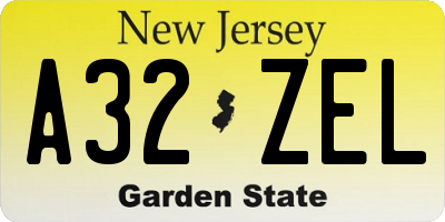 NJ license plate A32ZEL
