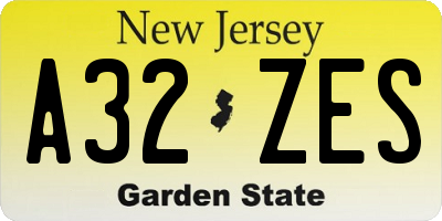 NJ license plate A32ZES