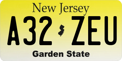 NJ license plate A32ZEU