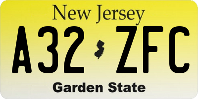 NJ license plate A32ZFC