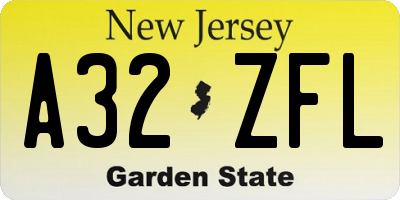 NJ license plate A32ZFL