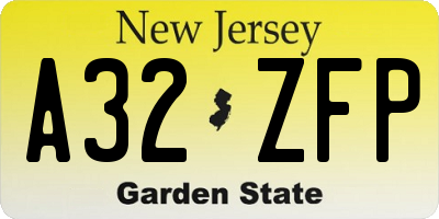 NJ license plate A32ZFP