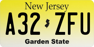 NJ license plate A32ZFU