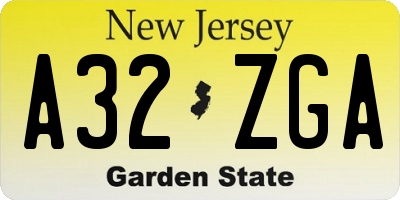 NJ license plate A32ZGA