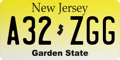 NJ license plate A32ZGG