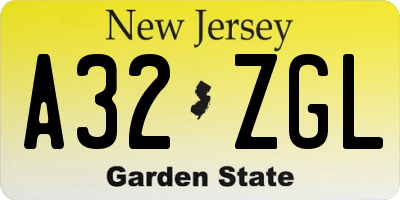 NJ license plate A32ZGL