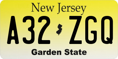 NJ license plate A32ZGQ