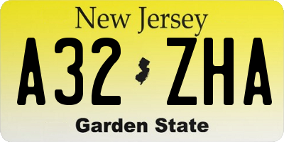 NJ license plate A32ZHA