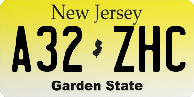 NJ license plate A32ZHC