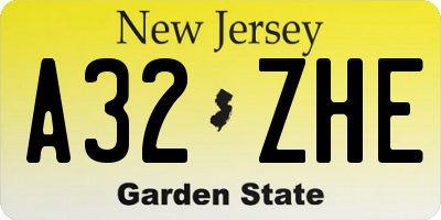 NJ license plate A32ZHE