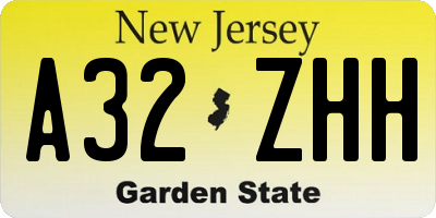 NJ license plate A32ZHH