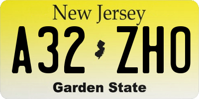 NJ license plate A32ZHO