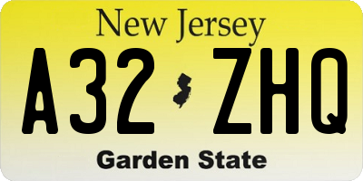 NJ license plate A32ZHQ