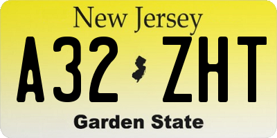 NJ license plate A32ZHT