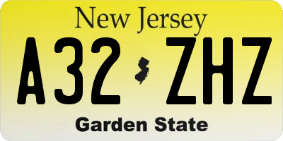 NJ license plate A32ZHZ