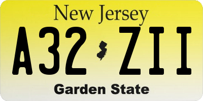 NJ license plate A32ZII
