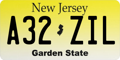 NJ license plate A32ZIL