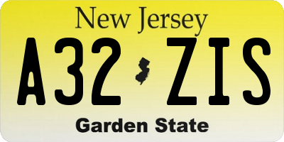 NJ license plate A32ZIS
