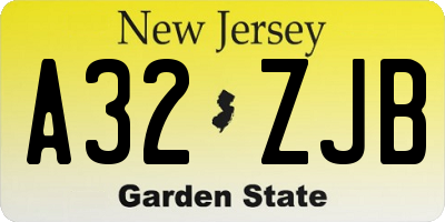 NJ license plate A32ZJB