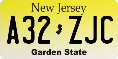 NJ license plate A32ZJC