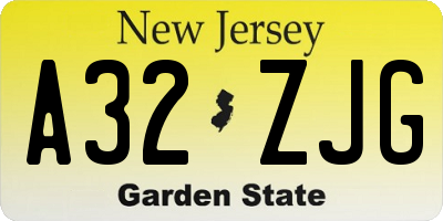 NJ license plate A32ZJG
