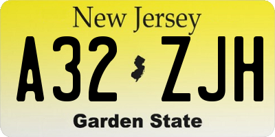 NJ license plate A32ZJH
