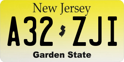 NJ license plate A32ZJI