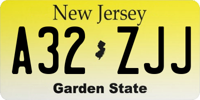 NJ license plate A32ZJJ
