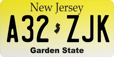 NJ license plate A32ZJK